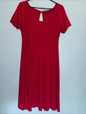 1XL TORRID Red Scoop Neck Midi Dress with Keyhole- EUC- AS IS